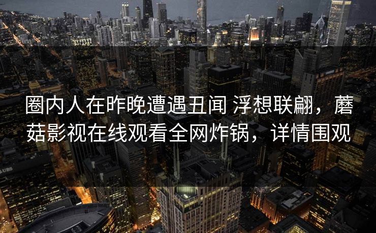 圈内人在昨晚遭遇丑闻 浮想联翩，蘑菇影视在线观看全网炸锅，详情围观